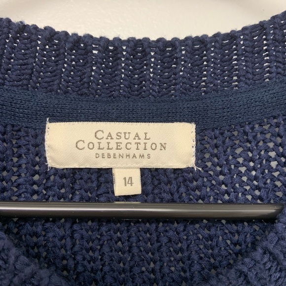 Debenhams Chunky Knit Navy Blue Top Button Cardi - Picture 3 of 8